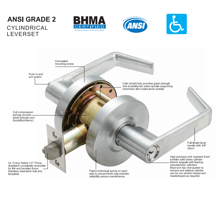 FA - 70C Entrance Lever Lockset
